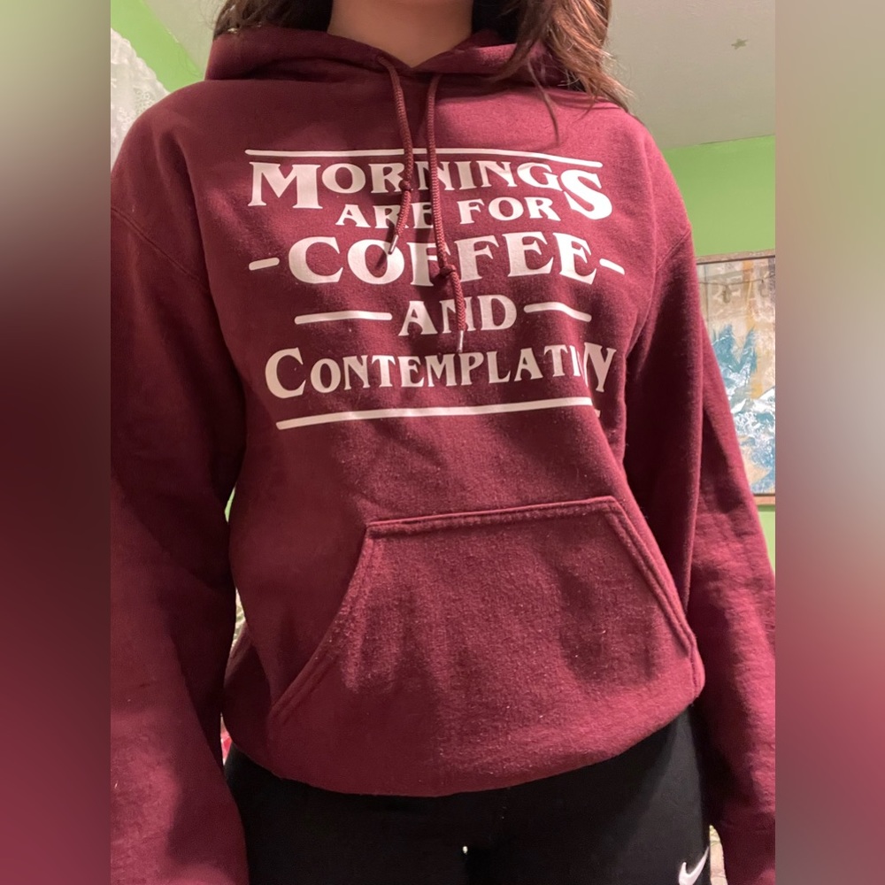 Stranger Things S burgundy hoodie - mornings are for coffee and contemplation